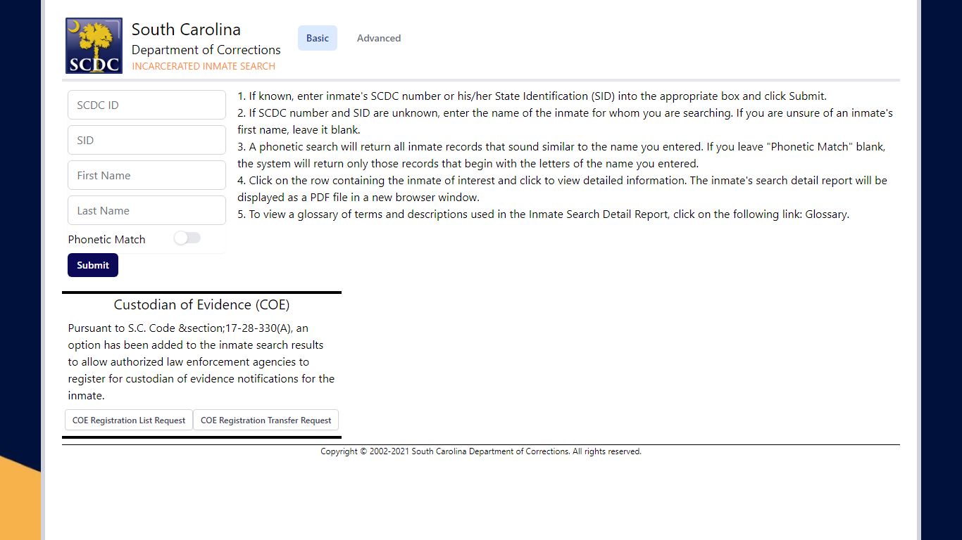 Incarcerated Inmate Search - SCDC