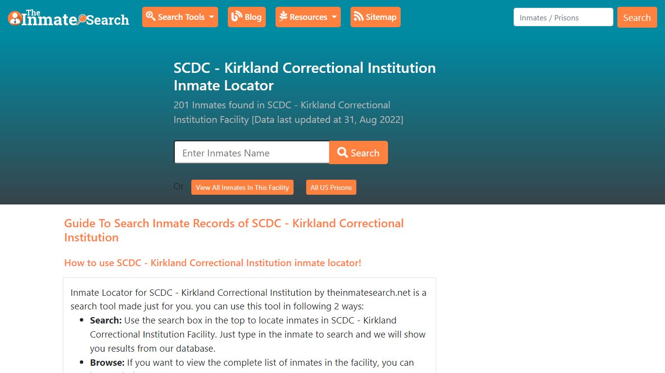 SCDC - Kirkland Correctional Institution Inmate Locator